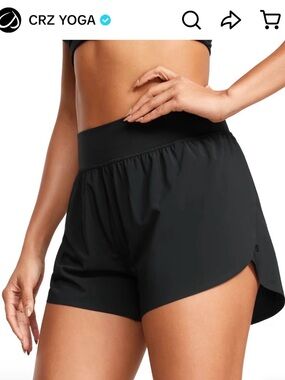 CRZ YOGA High Waisted Dolphin Athletic Running Shorts for Women 3" NWT